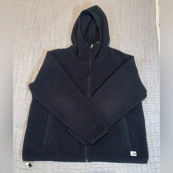 The North Face Women's Black Zip Up Jacket with Hood Size Large Fleece Pockets - Picture 5 of 16